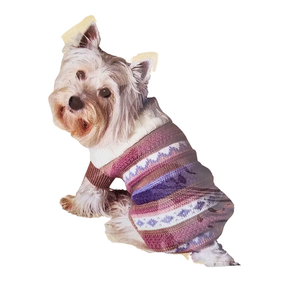 Dickens’ Closet Stormy Weather Sweater for Dogs Tan Blue Size 10 (S) 10"